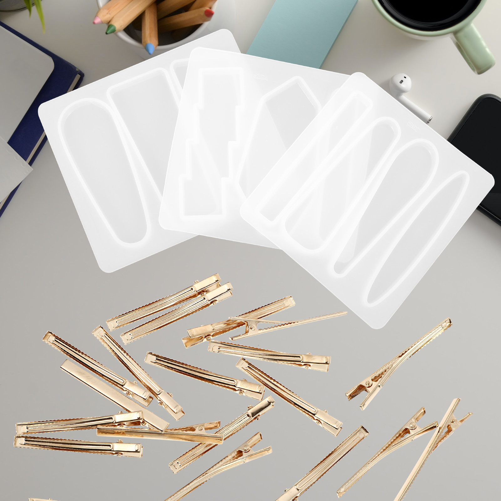 1Set Silicone Hair Clips Mold  - огляд і ціна Resin Crafts Diy