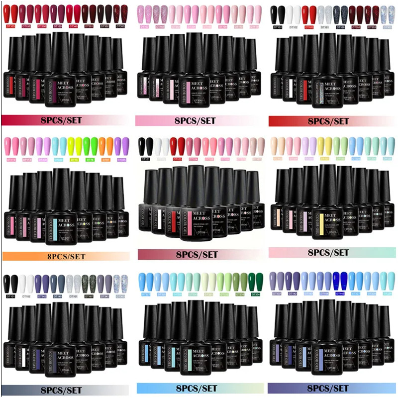 8pcs Gel Nail Polish Set HEMA  - огляд і ціна Resin Glitter Pack